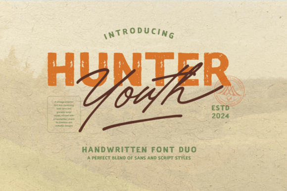 Hunter Youth Font: Vintage Charm for Handmade Products