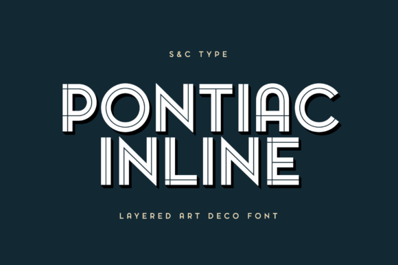 Pontiac Inline Font for Modern Art Deco Branding